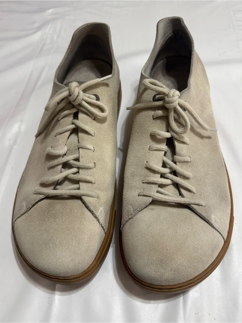 Birkenstock Men's Suede Sneakers in Light Beige with Gum Sole